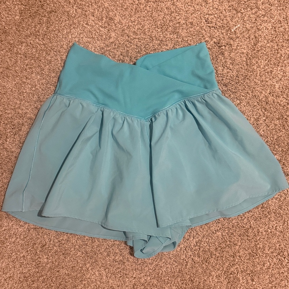 Aerie Offline Women's Teal Athletic Skort with Overlap Waistband